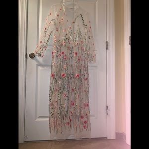 LONG MESH FLORAL FLOWER DRESS‼️